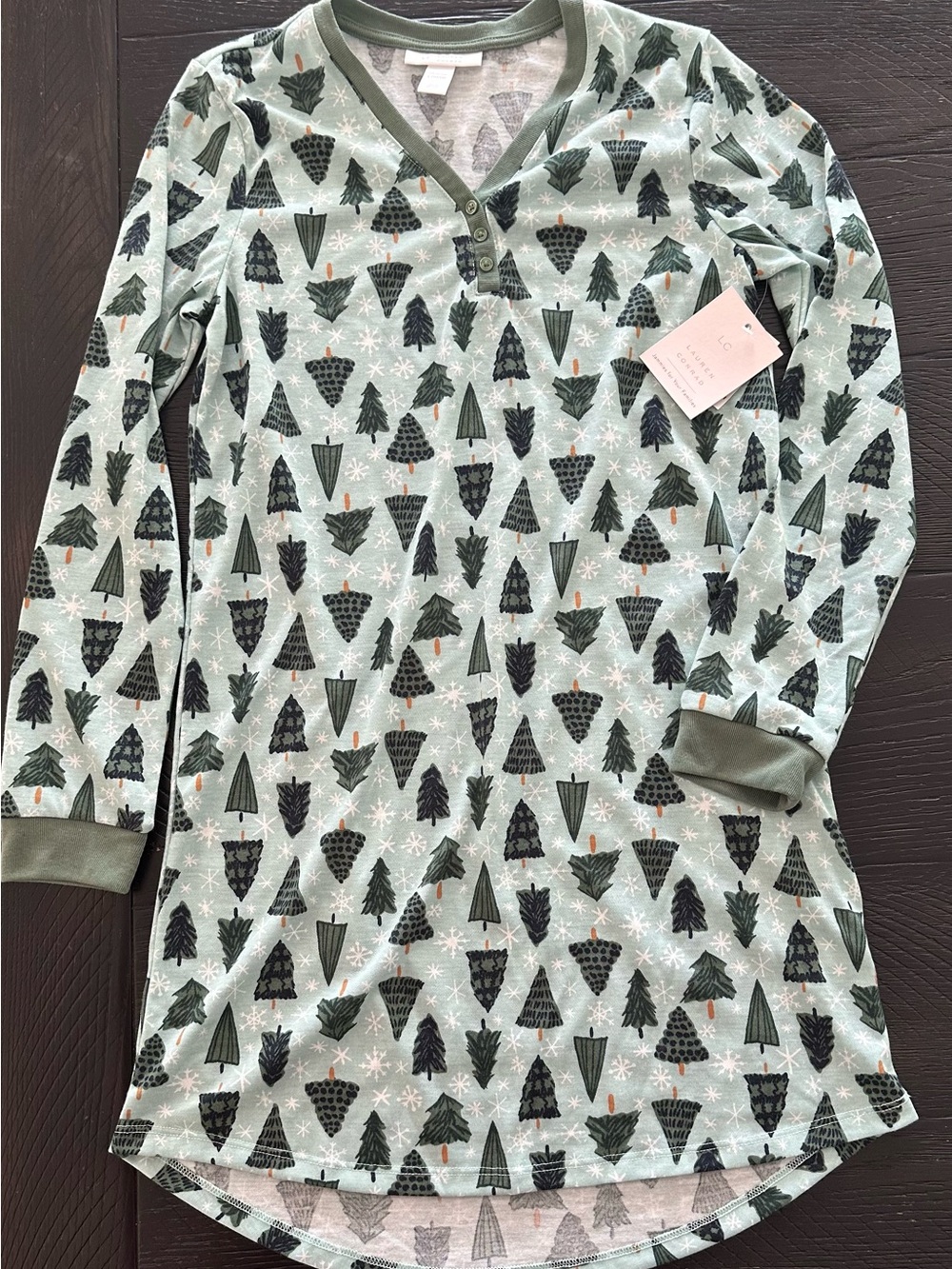 LC Lauren Conrad Girls' Mint Green Holiday Tree Nightgown
